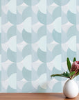 Habita wallpaper pattern - blue Sunrise in Agave on accent wall