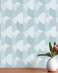 Habita wallpaper pattern - blue Sunrise in Pool on accent wall