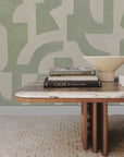 Habita wallpaper design - green Forma pattern in living rooom