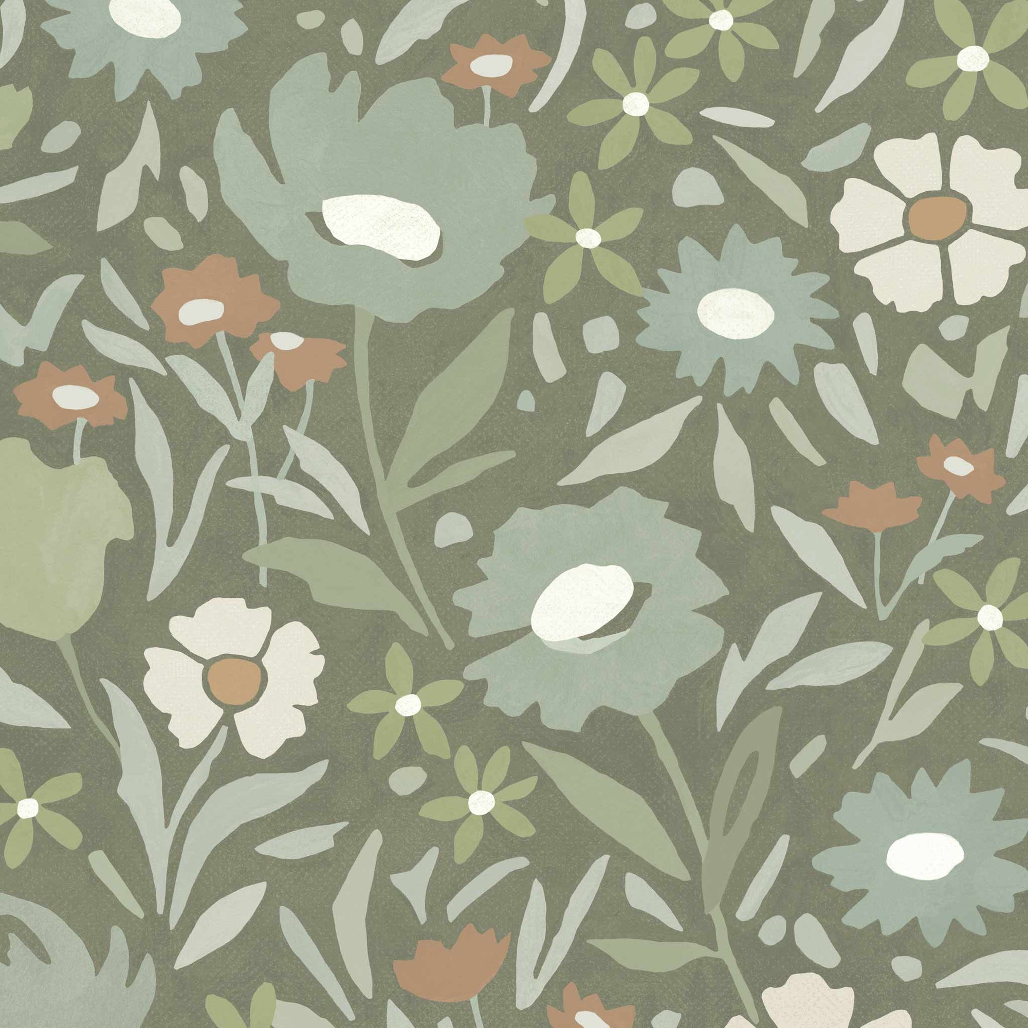 Habita wallpaper design - green Maude floral pattern in Eucalyptus