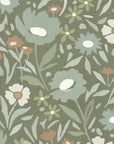 Habita wallpaper design -green Maude floral pattern in Eucalyptus