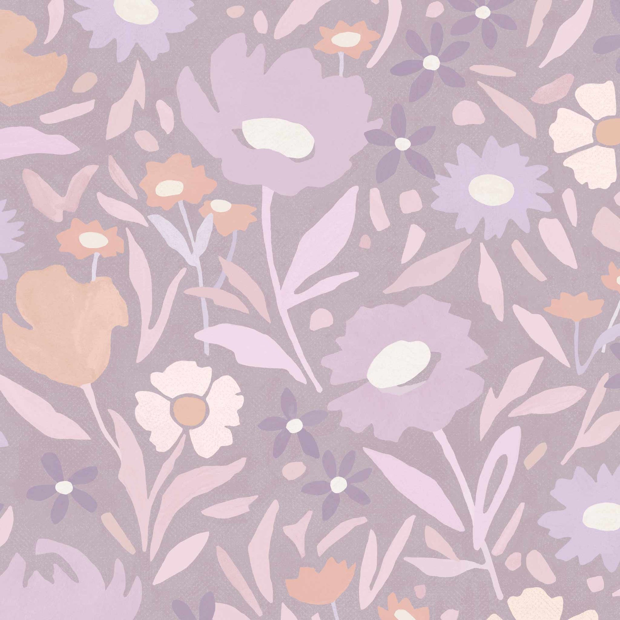 Habita wallpaper design - lavender Maude floral pattern