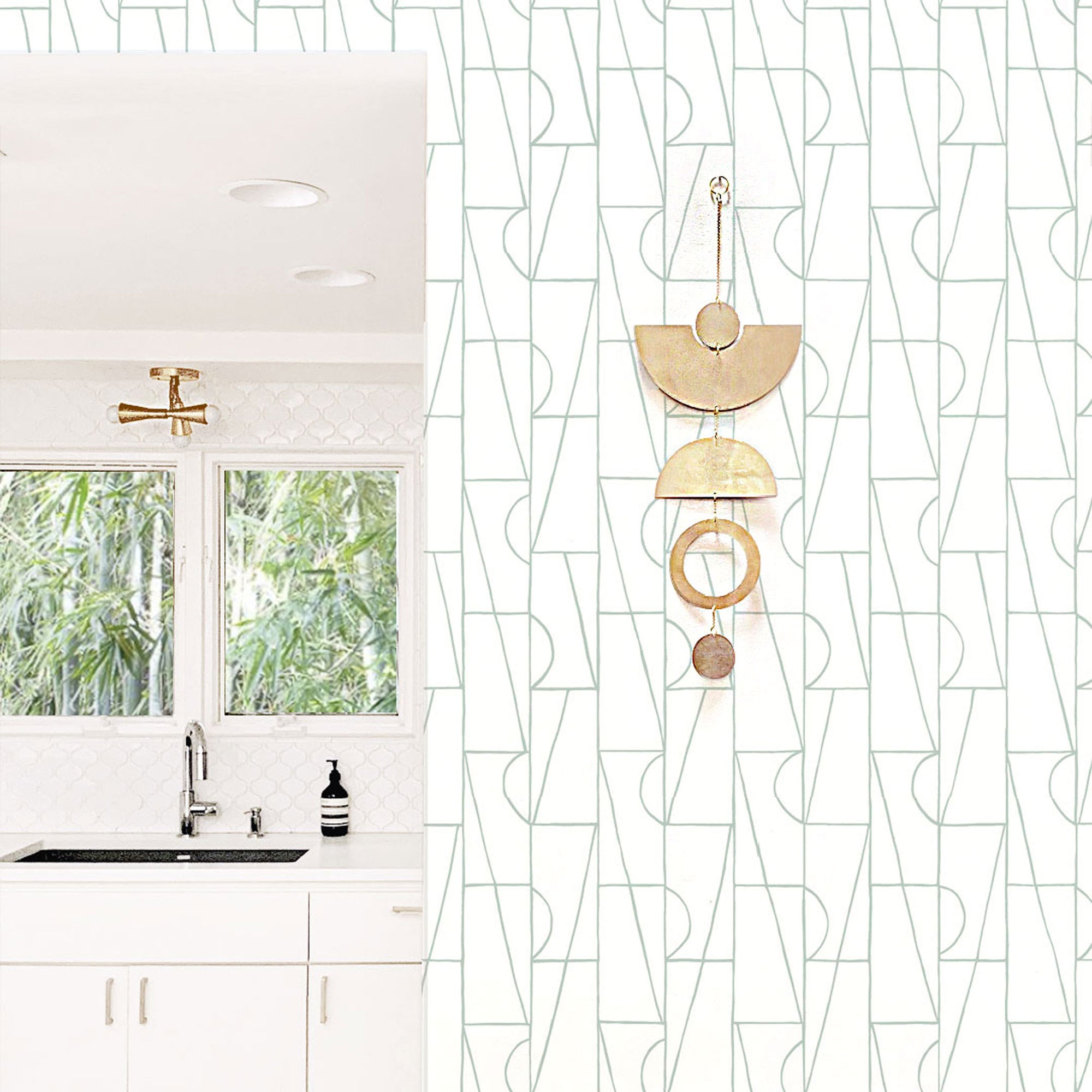 Habita wallpaper - Geometric Copa Design in Agave