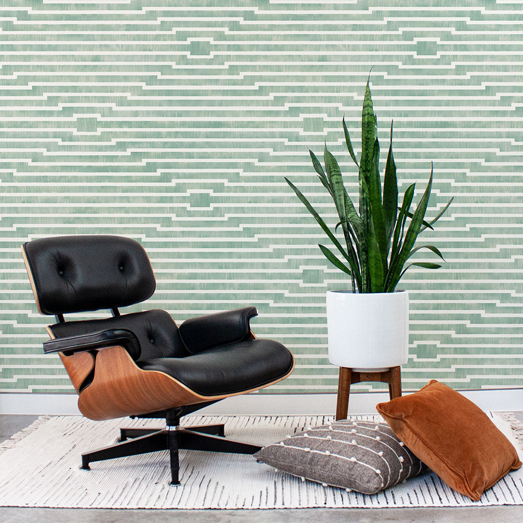 Habita modern designer wallpaper - Rincon pattern - Agave color