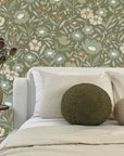 Habita wallpaper design -green Maude floral pattern in bedroom