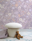 Habita wallpaper design - lavender Maude floral pattern in girl's room