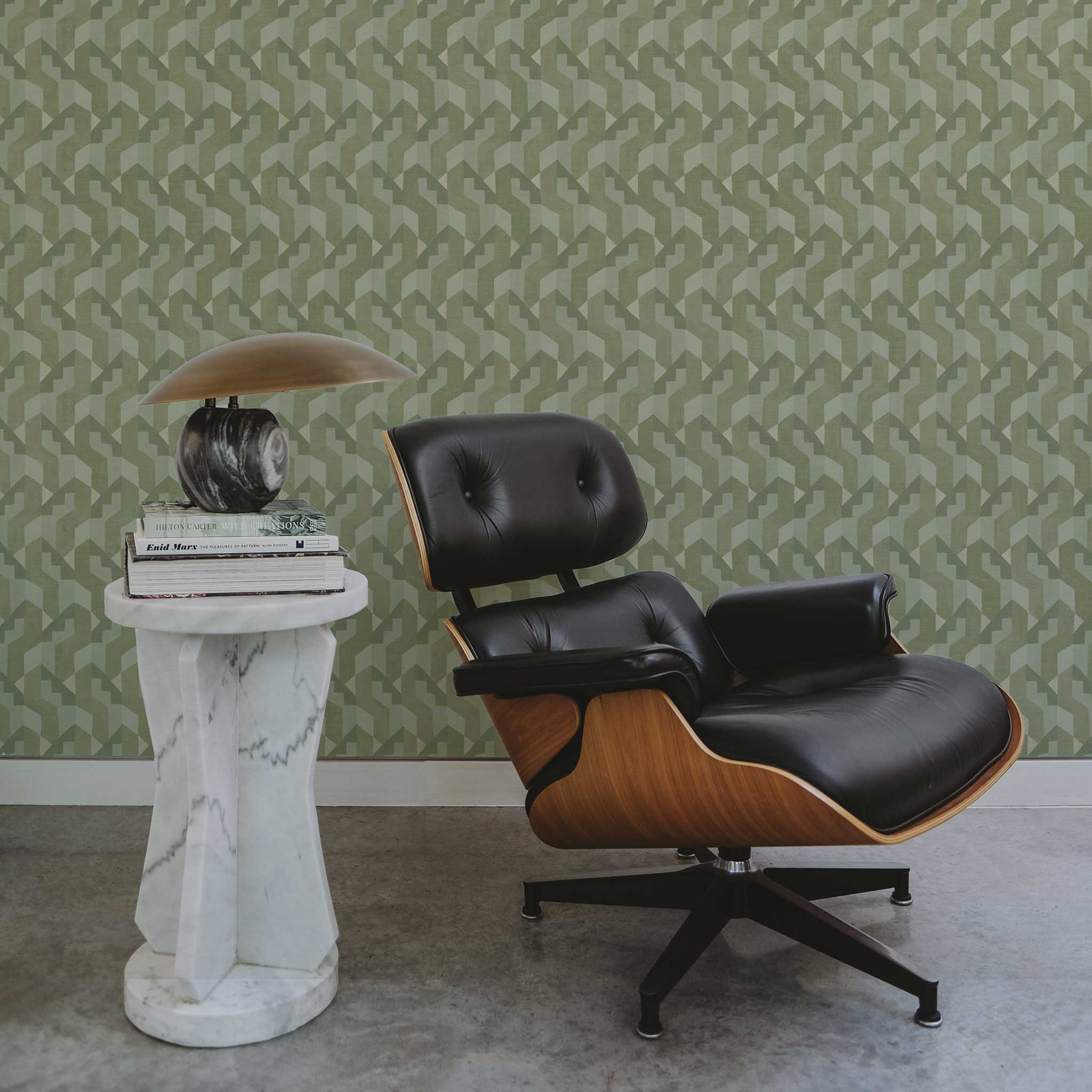 Habita wallpaper design - green Gio pattern in home office