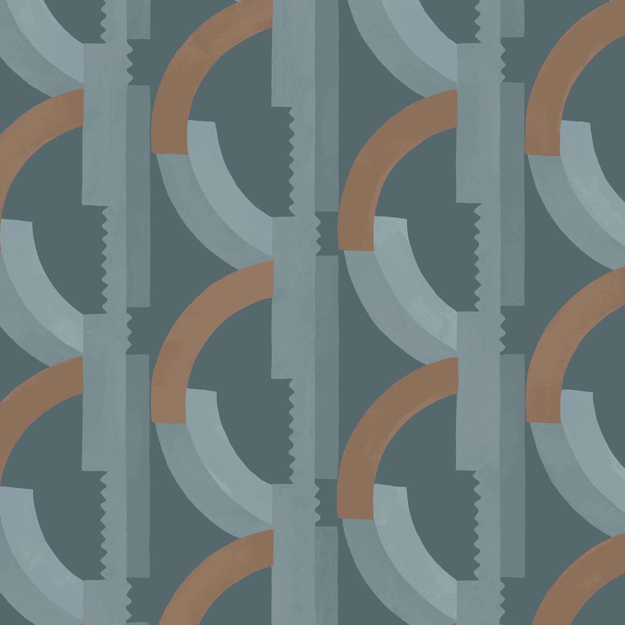 Habita wallpaper design - blue Lucie pattern 