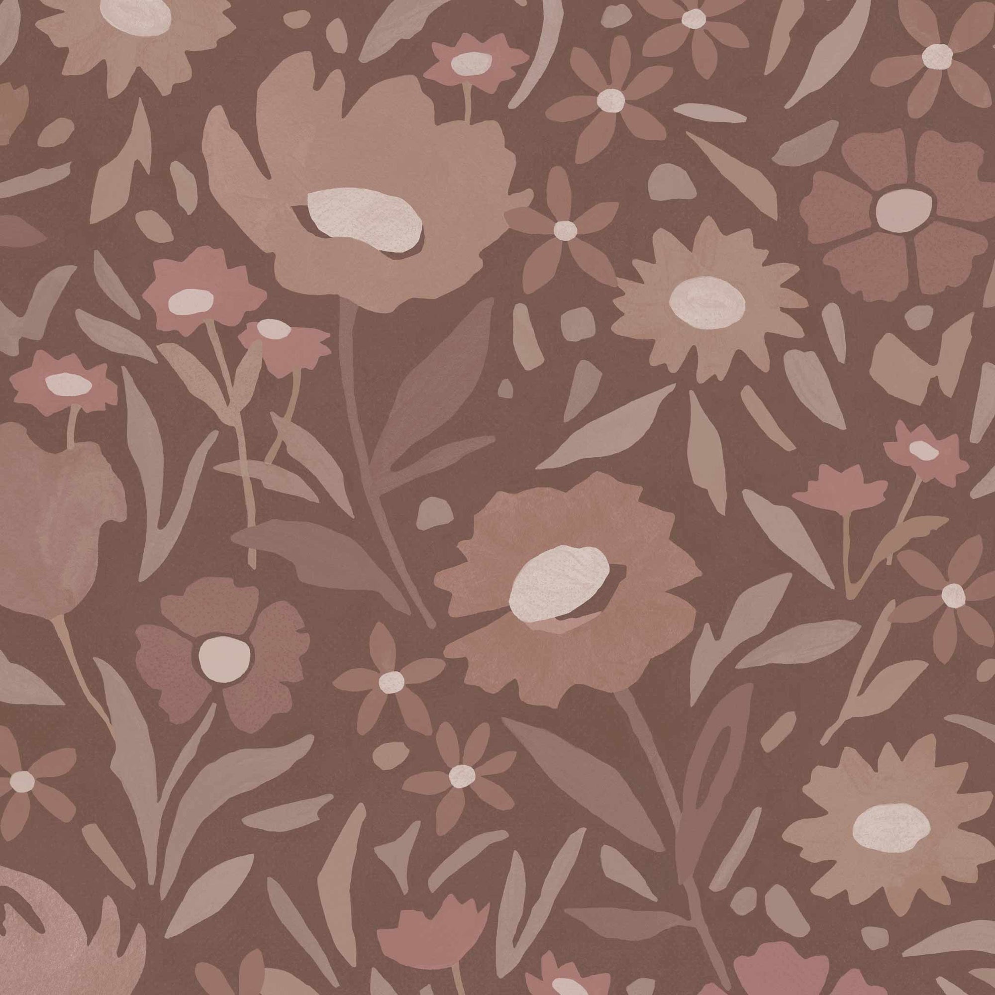 Habita wallpaper design - rust  Maude floral pattern Roobios