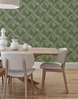 Habita wallpaper - green geometric wallpaper in modern dining room
