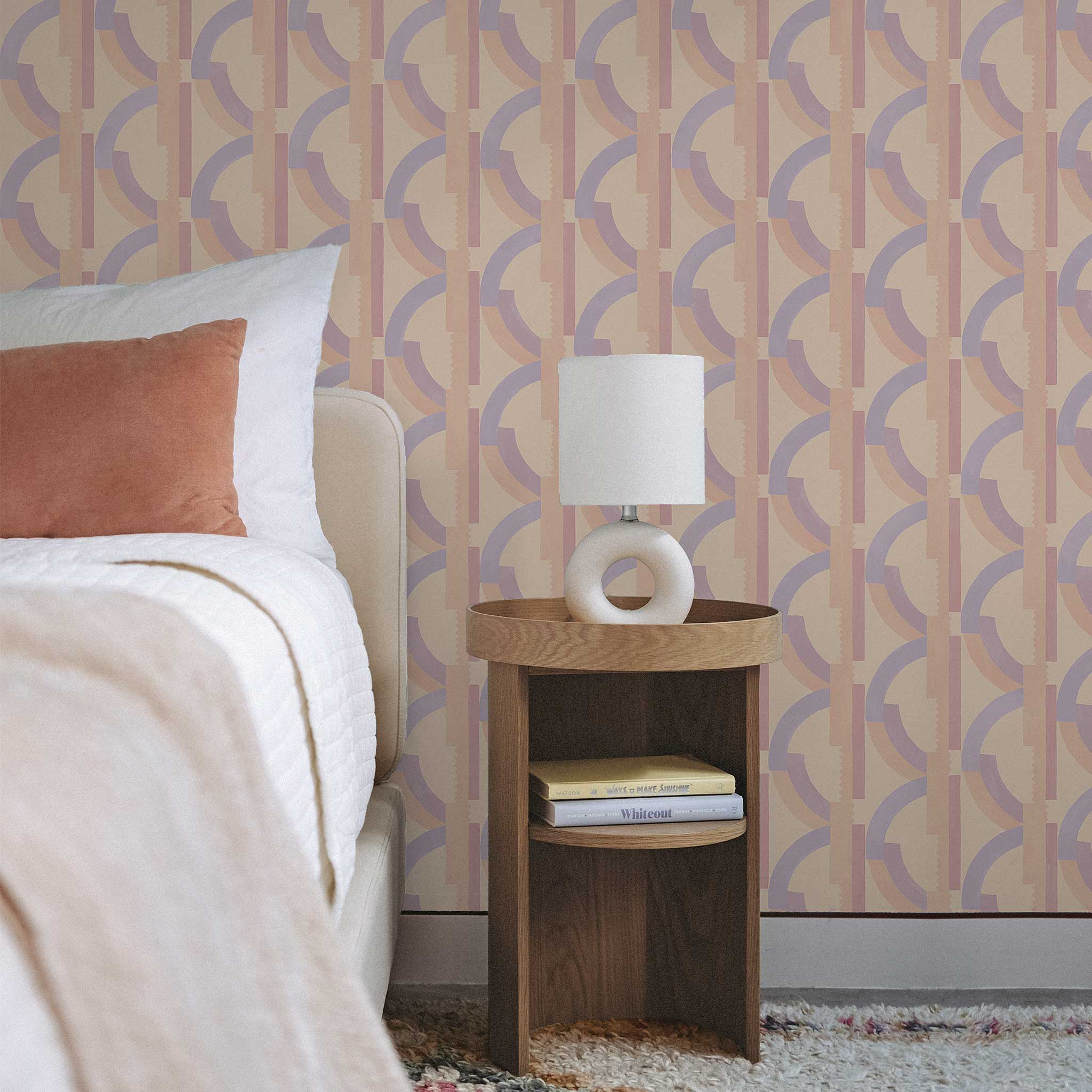 Habita wallpaper design - Lucie pattern in Peach in girl's bedroom